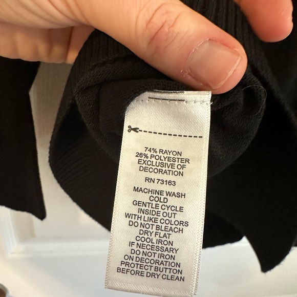 Cable & Gauge Black Cardigan Sweater with Rhinestone Bow Buttons - Picture 4 of 4